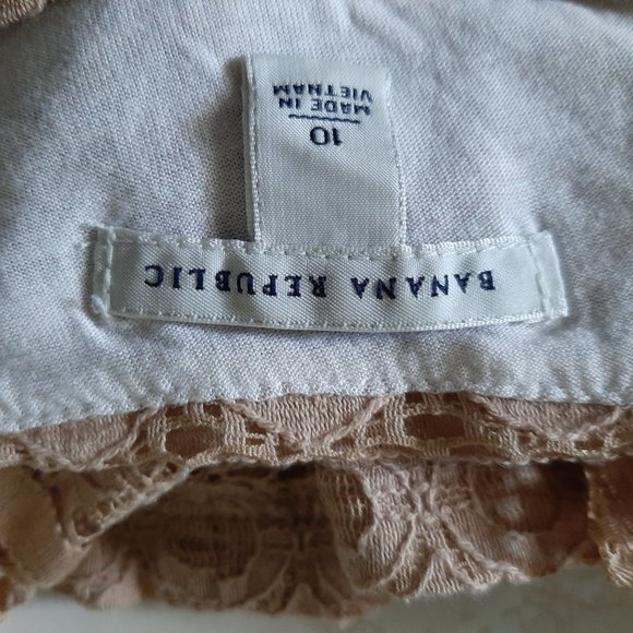 Banana Republic Beige Lace Short Sleeve Top Size10 - Picture 4 of 7